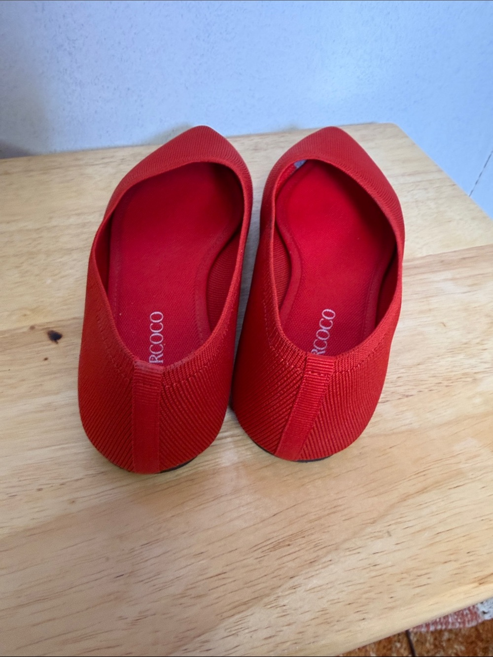 Pointed-Toe Red Knit Slip-On Flats - Picture 3 of 5